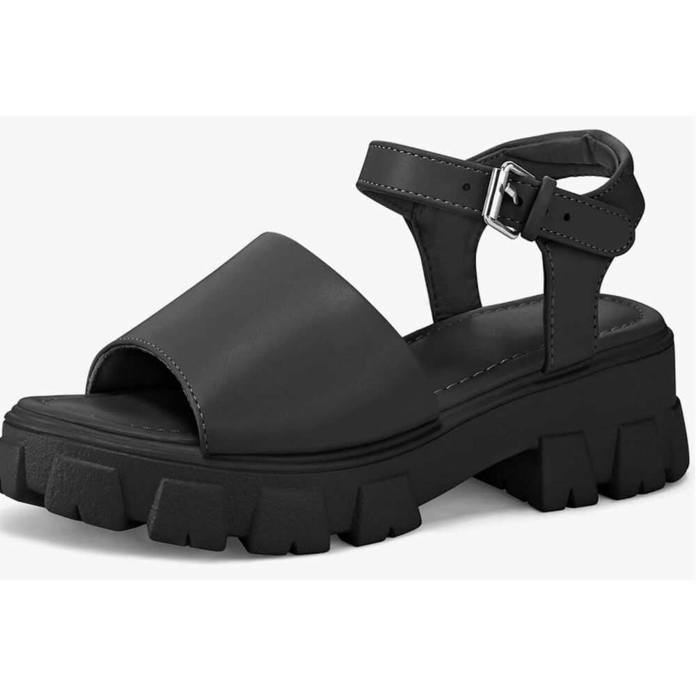 mysoft Women's Open Toe Buckle Ankle Strap Platform Chunky Sandals Size9 EUC